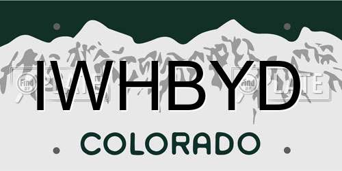IWHBYD Colorado License Plate