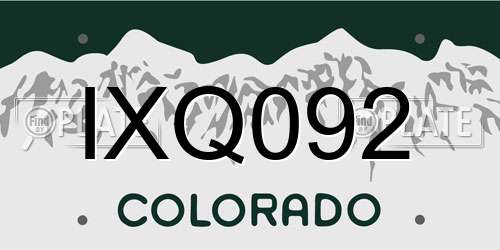 IXQ092 Colorado License Plate