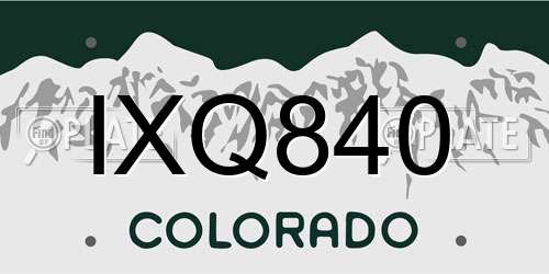 IXQ840 Colorado License Plate