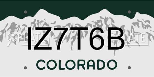 IZ7T6B Colorado License Plate