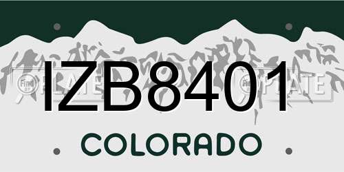 IZB8401 Colorado License Plate