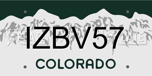 IZBV57 Colorado License Plate