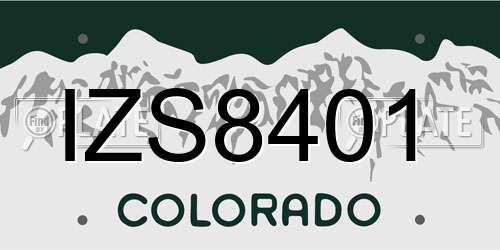 IZS8401 Colorado License Plate