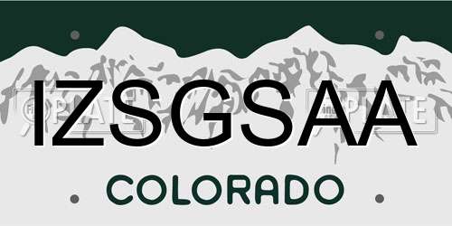 IZSGSAA Colorado License Plate