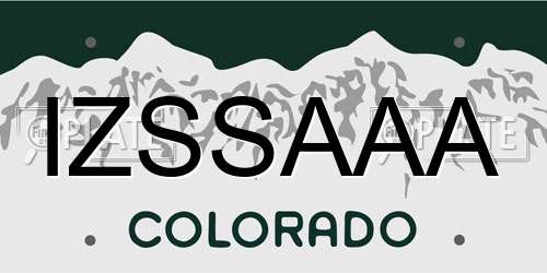 IZSSAAA Colorado License Plate