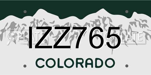 IZZ765 Colorado License Plate