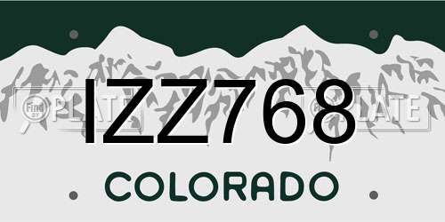 IZZ768 Colorado License Plate
