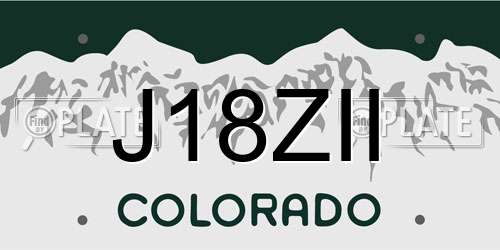 J18ZII Colorado License Plate