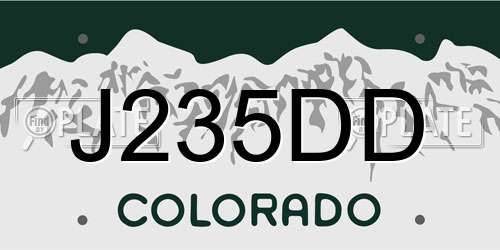 J235DD Colorado License Plate