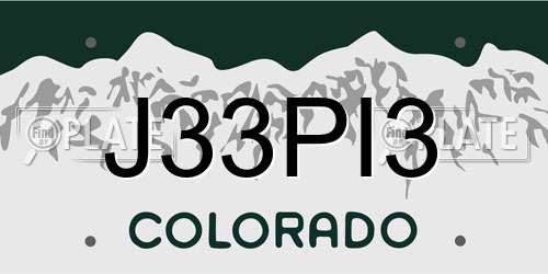 J33PI3 Colorado License Plate