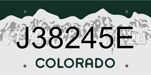 J38245E Colorado License Plate