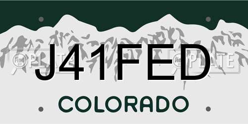 J41FED Colorado License Plate