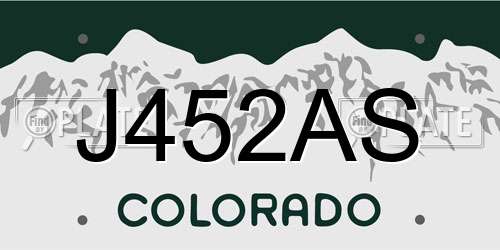 J452AS Colorado License Plate