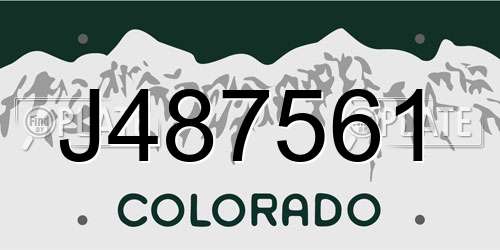 J487561 Colorado License Plate