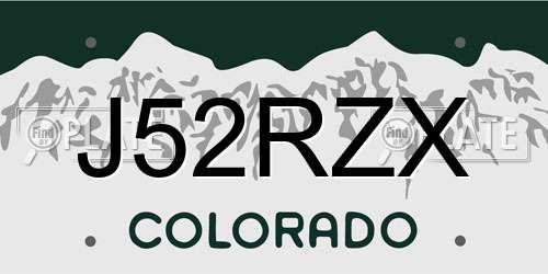 J52RZX Colorado License Plate
