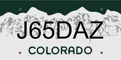 J65DAZ Colorado License Plate