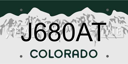 J680AT Colorado License Plate