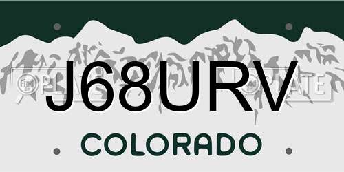 J68URV Colorado License Plate