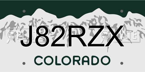 J82RZX Colorado License Plate