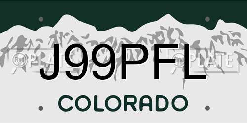 J99PFL Colorado License Plate