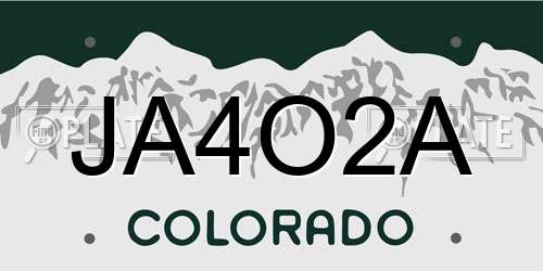 JA4O2A Colorado License Plate