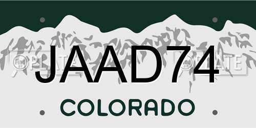JAAD74 Colorado License Plate