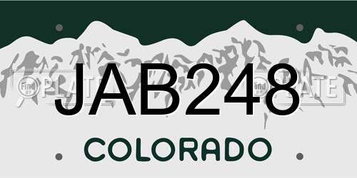 JAB248 Colorado License Plate