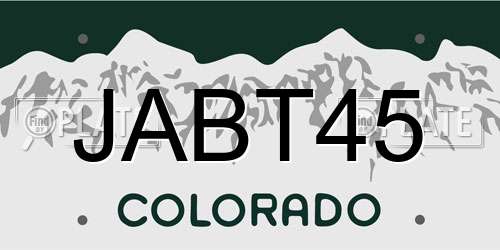 JABT45 Colorado License Plate