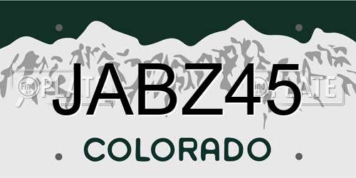 JABZ45 Colorado License Plate