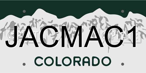 JACMAC1 Colorado License Plate