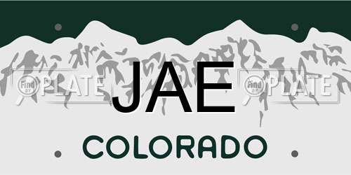 JAE Colorado License Plate