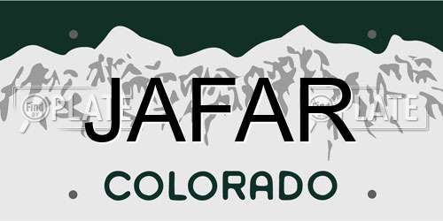 JAFAR Colorado License Plate