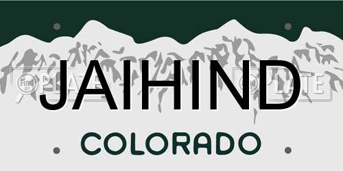 JAIHIND Colorado License Plate