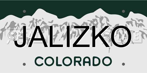 JALIZKO Colorado License Plate