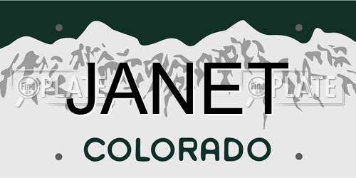 JANET Colorado License Plate