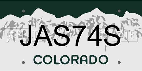 JAS74S Colorado License Plate