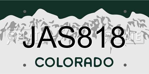 JAS818 Colorado License Plate
