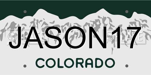 JASON17 Colorado License Plate