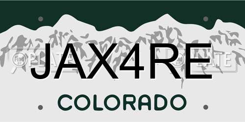 JAX4RE Colorado License Plate