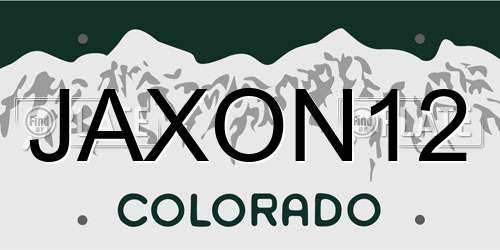 JAXON12 Colorado License Plate