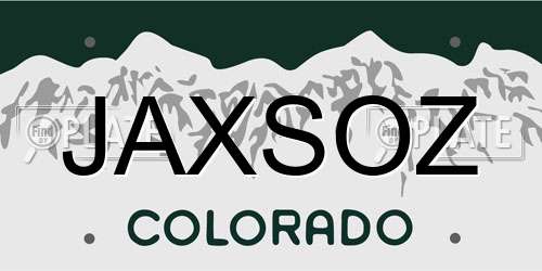 JAXSOZ Colorado License Plate