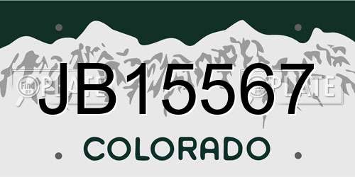 JB15567 Colorado License Plate