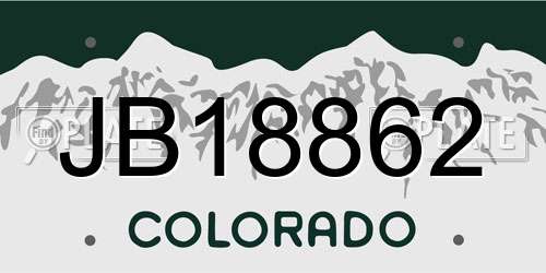 JB18862 Colorado License Plate