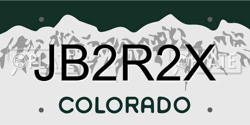 JB2R2X Colorado License Plate