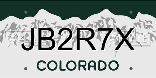 JB2R7X Colorado License Plate