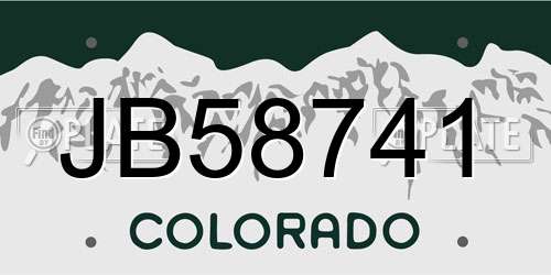 JB58741 Colorado License Plate