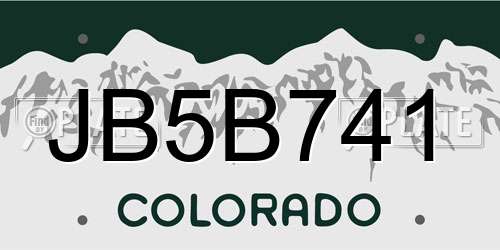 JB5B741 Colorado License Plate