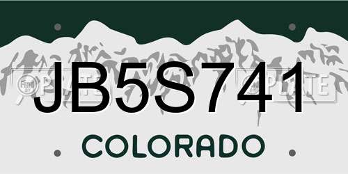 JB5S741 Colorado License Plate