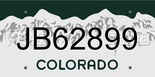 JB62899 Colorado License Plate