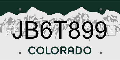 JB6T899 Colorado License Plate